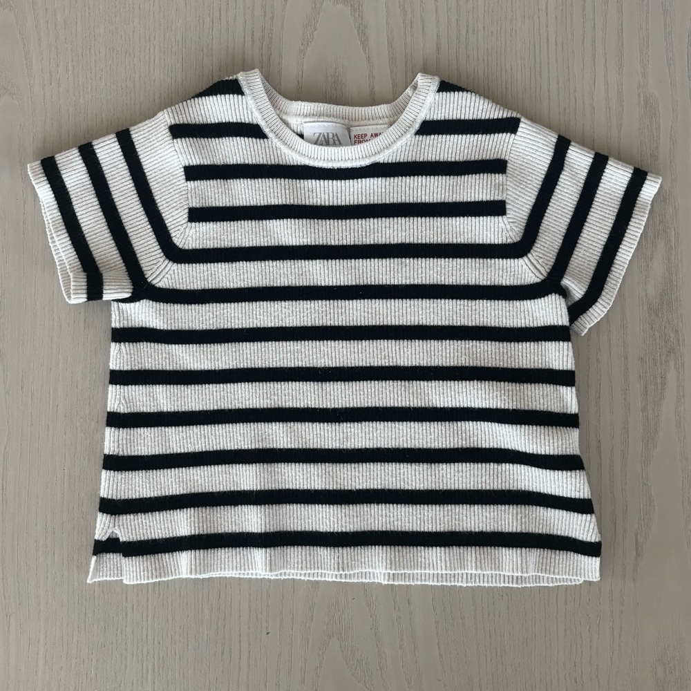 Zara Kids Black and White Striped Knit Shirt Size 3T